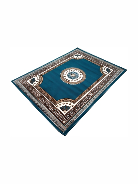 SANA CARPET Blue & Brown Floral Anti-Skid Polyester Carpet - Image 4
