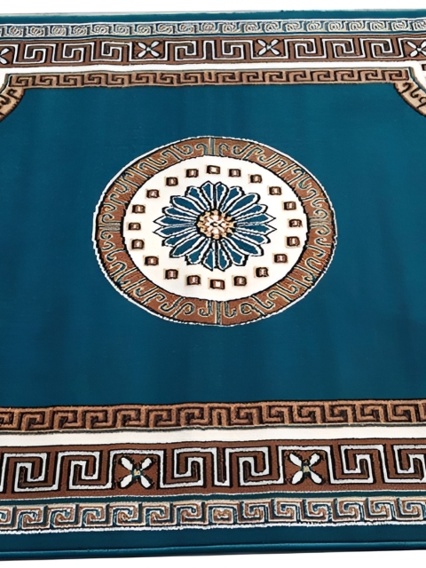 SANA CARPET Blue & Brown Floral Anti-Skid Polyester Carpet - Image 3