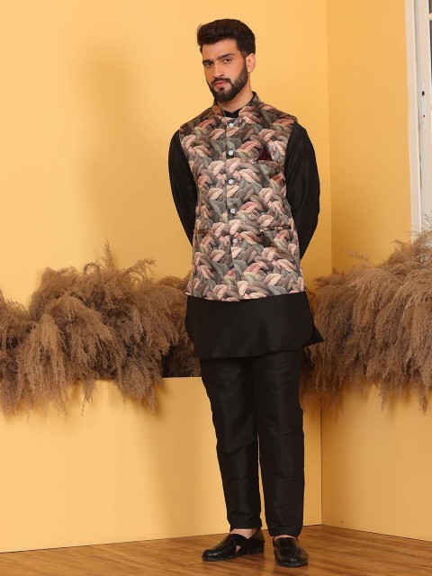 Armaan Ethnic Printed Woven Nehru Jacket - Image 6