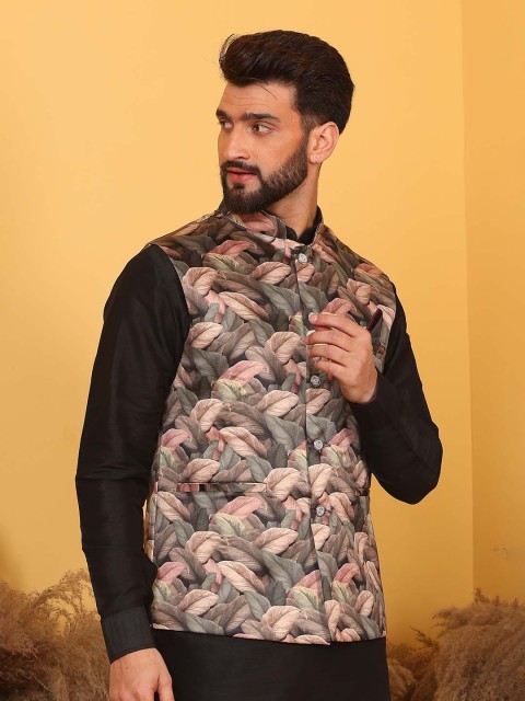 Armaan Ethnic Printed Woven Nehru Jacket - Image 3