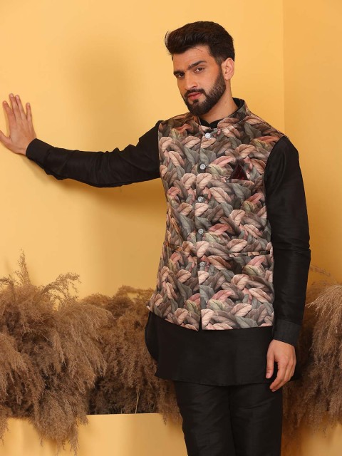 Armaan Ethnic Printed Woven Nehru Jacket - Image 7
