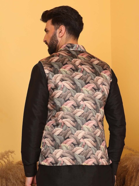 Armaan Ethnic Printed Woven Nehru Jacket - Image 5