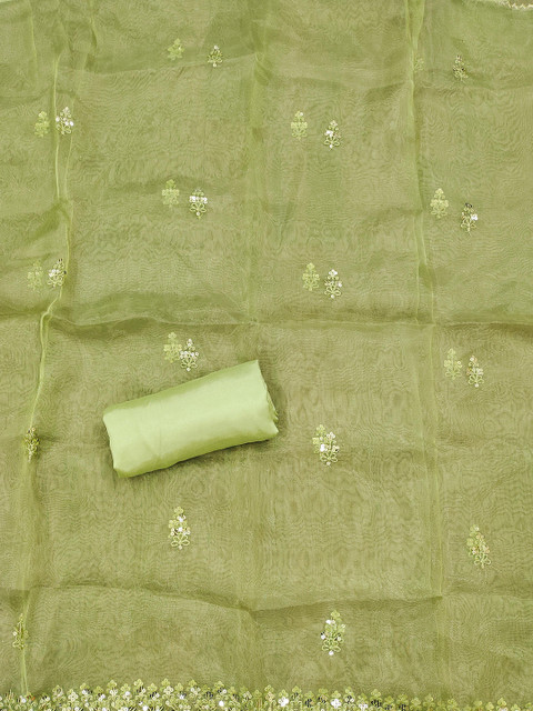 KALINI Embroidered Organza Unstitched Dress Material - Image 4