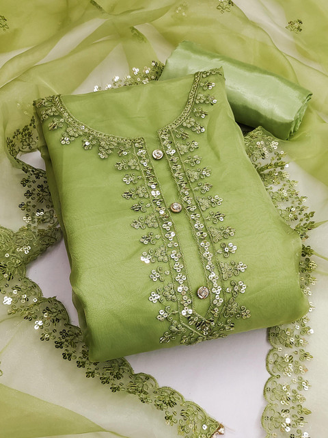 KALINI Embroidered Organza Unstitched Dress Material - Image 2