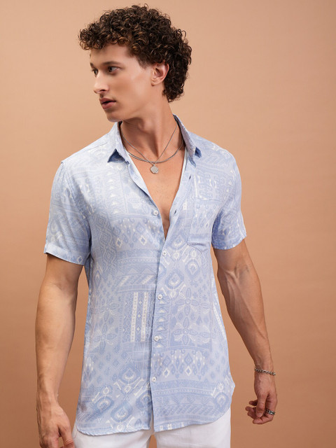Highlander Men Reg Collar All over Printed Oversized Shirt