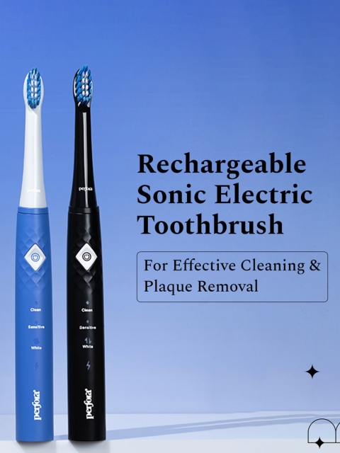 Perfora Rechargeable Electric Toothbrush With 2 Replaceable Heads - Royal Black - Image 2