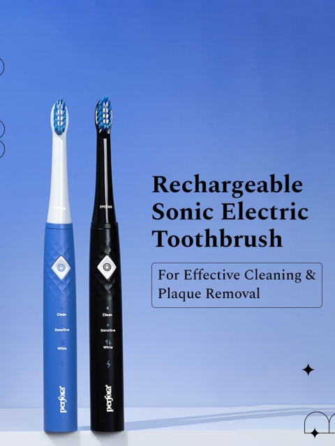 Perfora Rechargeable Electric Toothbrush With 2 Replaceable Heads - Crystal Blue - Image 2