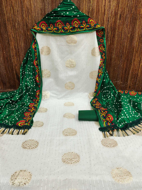 KALINI Ethnic Motifs Jacquard Woven Design Sequinned Detailed Unstitched Dress Material