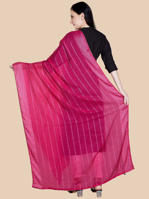 Rani Saahiba Striped Embroidered Sequinned Cotton Dupatta - Image 3