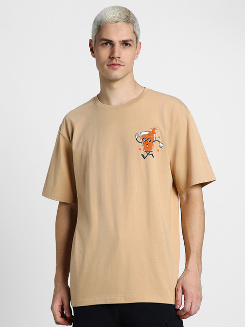 VEIRDO Round Neck Short Sleeves Graphic Puff Print Pure Cotton Cotton Oversized T-shirt - Image 3