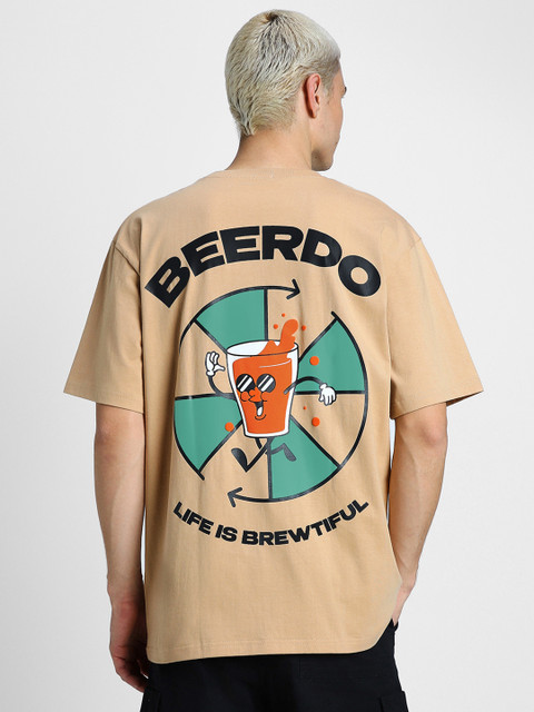 VEIRDO Round Neck Short Sleeves Graphic Puff Print Pure Cotton Cotton Oversized T-shirt - Image 5