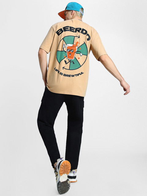 VEIRDO Round Neck Short Sleeves Graphic Puff Print Pure Cotton Cotton Oversized T-shirt - Image 6