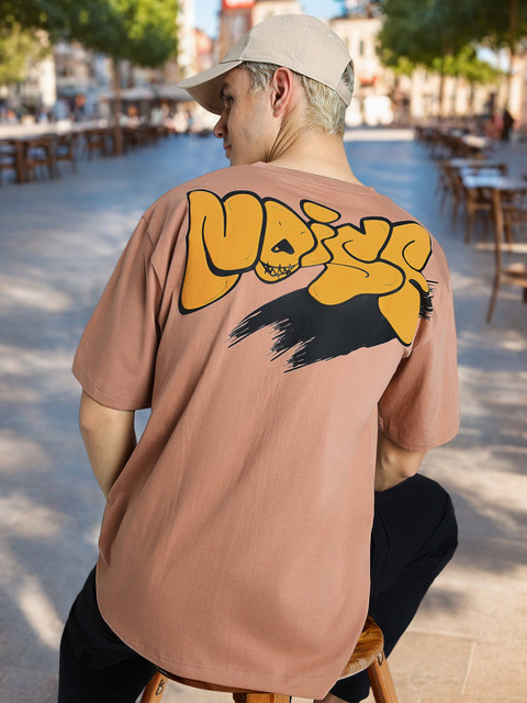 VEIRDO Round Neck Short Sleeves Puff Printed Pure Cotton Cotton Oversized T-shirt - Image 7
