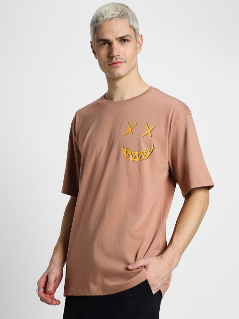 VEIRDO Round Neck Short Sleeves Puff Printed Pure Cotton Cotton Oversized T-shirt - Image 4