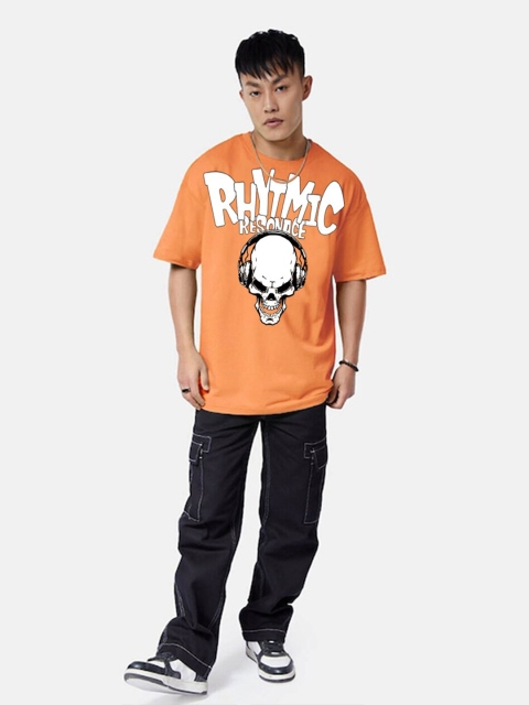VEIRDO Round Neck Short Sleeves Graphic Printed Pure Cotton Cotton Oversized T-shirt - Image 5