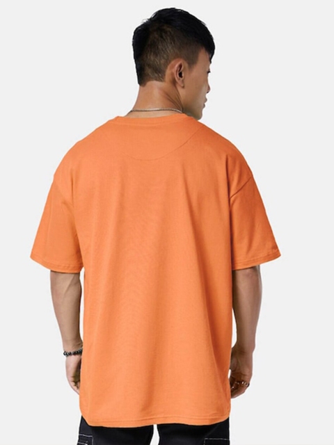 VEIRDO Round Neck Short Sleeves Graphic Printed Pure Cotton Cotton Oversized T-shirt - Image 4