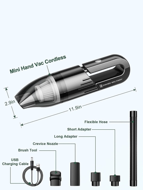 SWISS MILITARY Black Wireless Vacuum Cleaner 120 W - Image 7