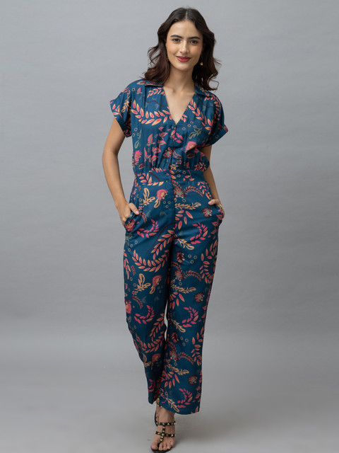 HAUTEQUE Tropical Printed Basic Jumpsuit