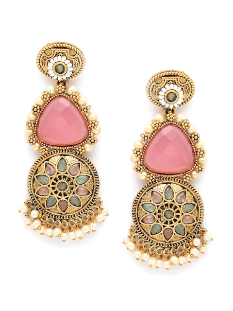 KARATCART Gold-Plated Contemporary Drop Earrings - Image 2