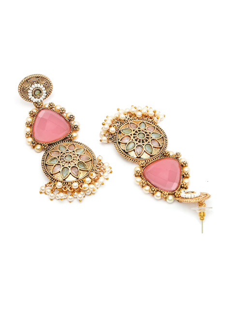 KARATCART Gold-Plated Contemporary Drop Earrings - Image 3