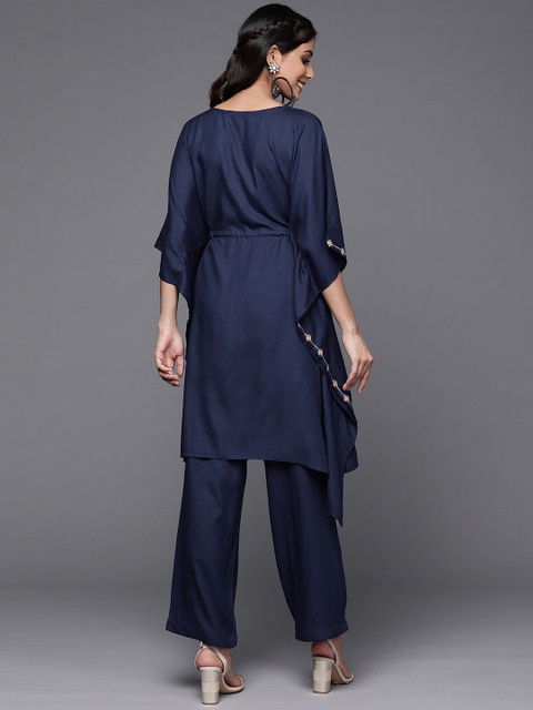 Varanga Embroidered Pure Cotton Tunic With Trousers Co-Ords - Image 5