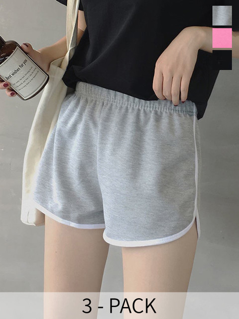 BAESD Women Pack Of 3 Mid-Rise Running Sports Shorts