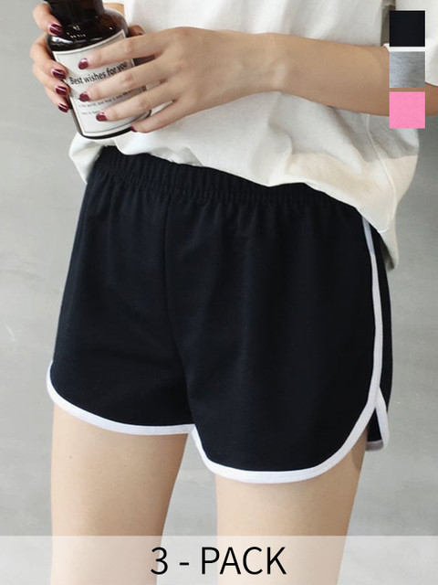 BAESD Women Pack Of 3 Mid-Rise Rapid-Dry Hot Pants