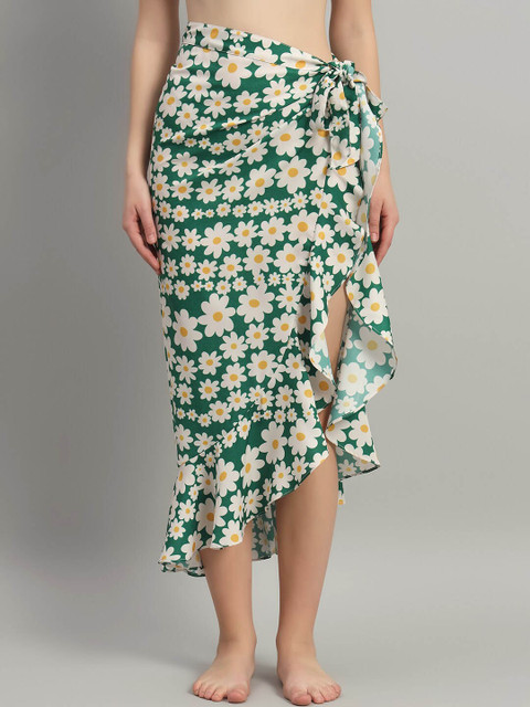 Beau Design Women Floral Printed Crepe Wrap-Around Sarong