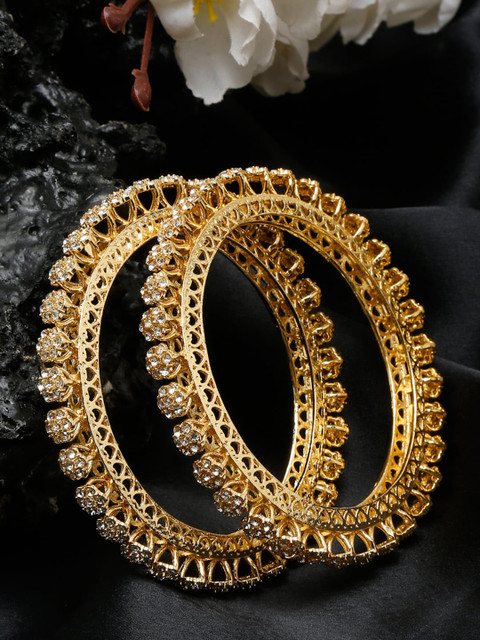 Anouk Set Of 2 Gold-Plated Stone Studded Bangles - Image 2