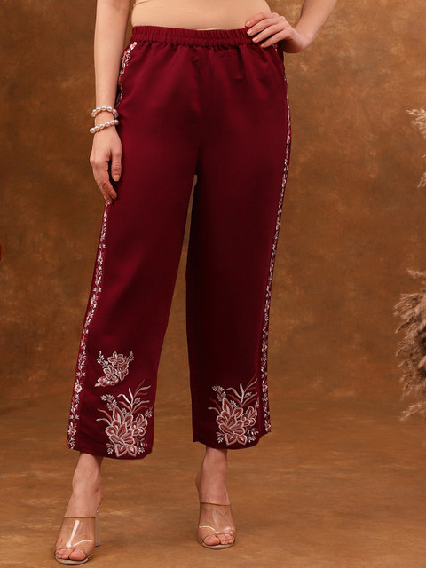 Anouk Red Embroidered Tunic With Trousers Co-Ords - Image 6