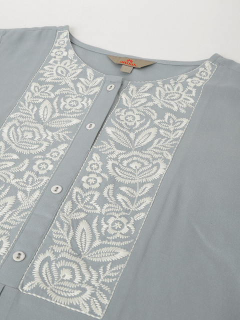 Anouk Blue Embroidered Tunic With Trousers Co-Ords - Image 6