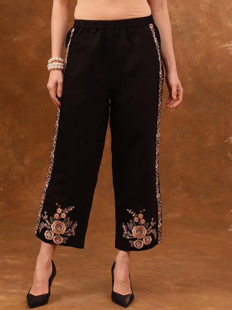 Anouk Black Embroidered Tunic With Trousers Co-Ords - Image 7