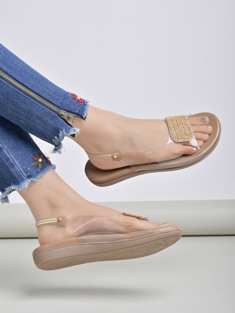 Shoetopia Embellished Backstrap One Toe Flats