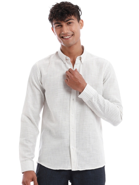 Banana Club Classic Pinstripes Checked Spread Collar Casual Shirt