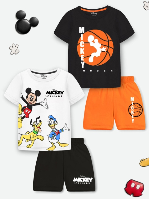 YK Disney Boys Pack of 2 Mickey & Friends Printed T-shirt with Shorts