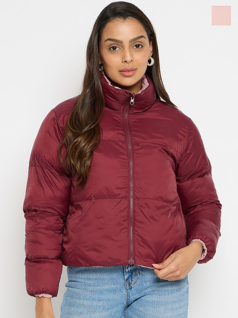 Duke Mock Collar Long Sleeves Reversible Puffer Jacket