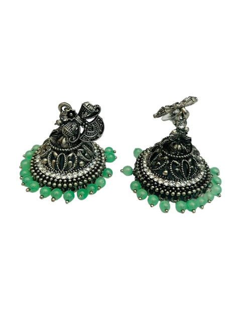 GRIIHAM Silver-Plated Contemporary Jhumkas - Image 5