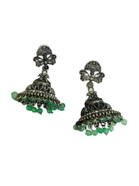 GRIIHAM Silver-Plated Contemporary Jhumkas - Image 3