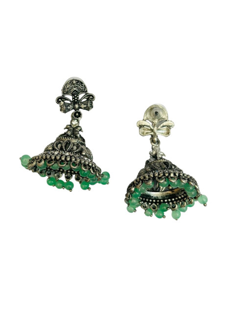GRIIHAM Silver-Plated Contemporary Jhumkas - Image 6