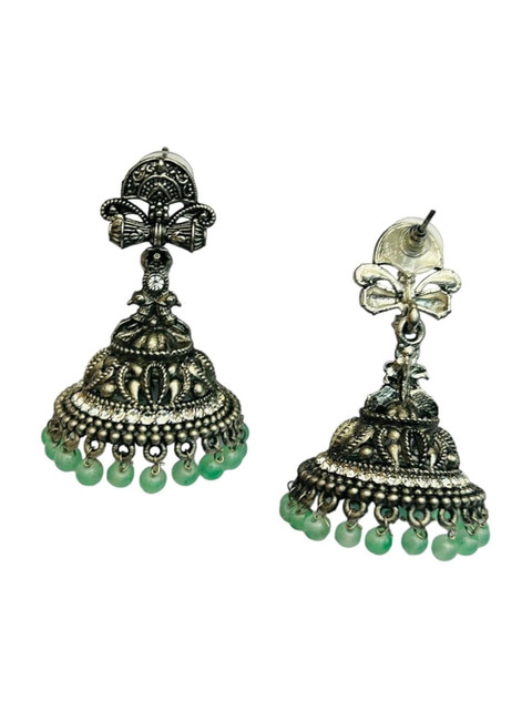 GRIIHAM Silver-Plated Contemporary Jhumkas - Image 4
