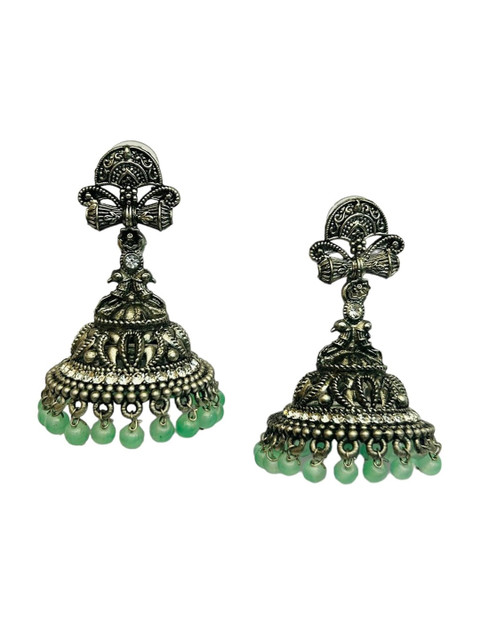 GRIIHAM Silver-Plated Contemporary Jhumkas - Image 2