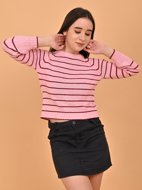 NoBarr Striped Crop Pullover Sweater