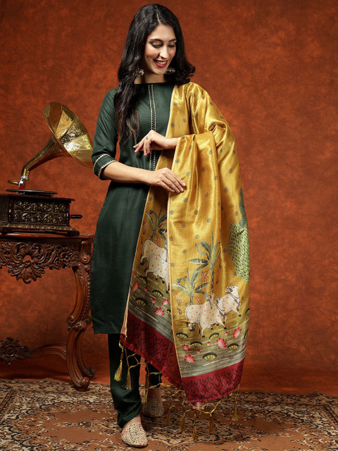 Kalini Women Straight Kurta Pant Set With Digital Print Dupatta