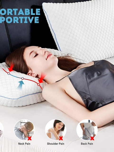Homerz White 2 Pcs Lightweight Sleep Pillows - Image 5