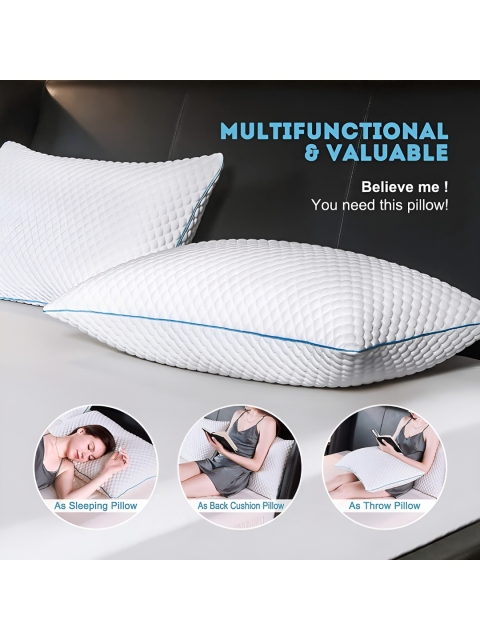 Homerz White 2 Pcs Lightweight Sleep Pillows - Image 2