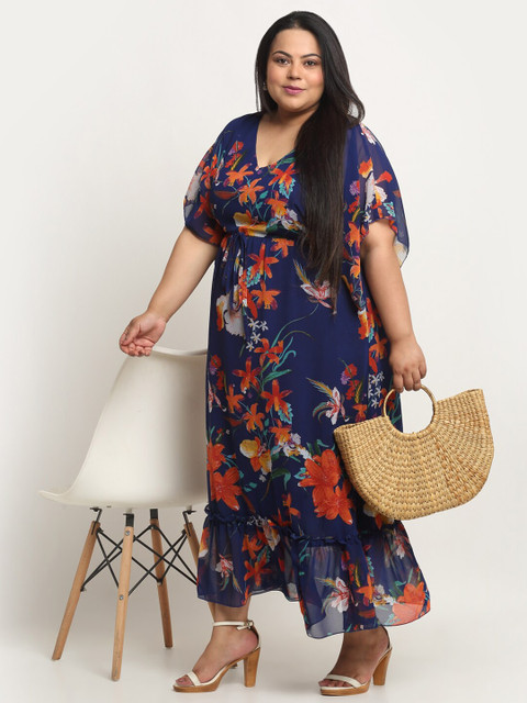 sindrellastorie Plus Size Floral Print Georgette Maxi Dress - Image 5