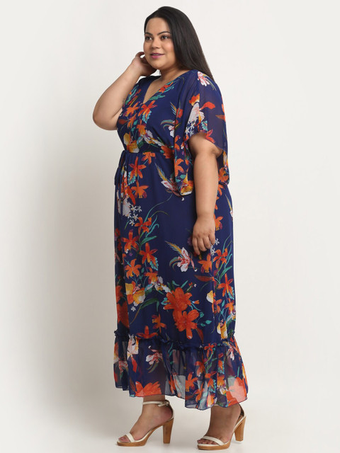 sindrellastorie Plus Size Floral Print Georgette Maxi Dress - Image 3