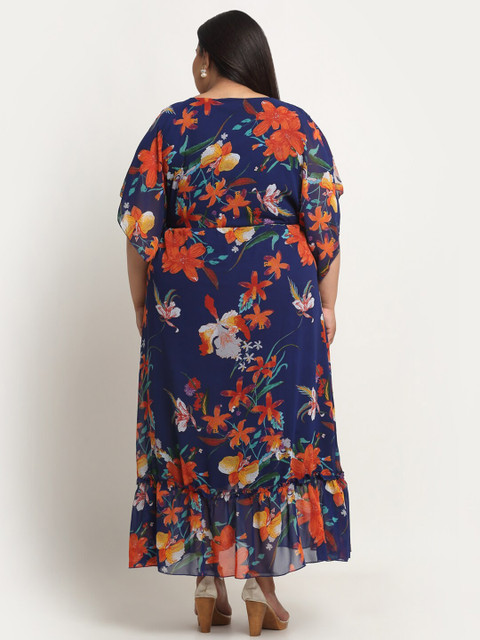 sindrellastorie Plus Size Floral Print Georgette Maxi Dress - Image 4