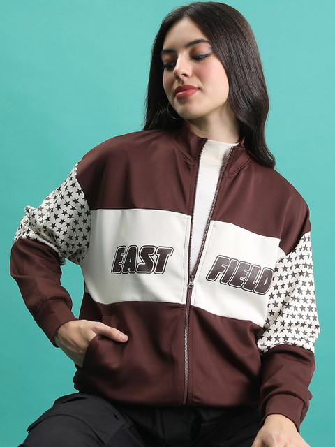 Tokyo Talkies Colourblocked Stand Collar Sporty Jacket