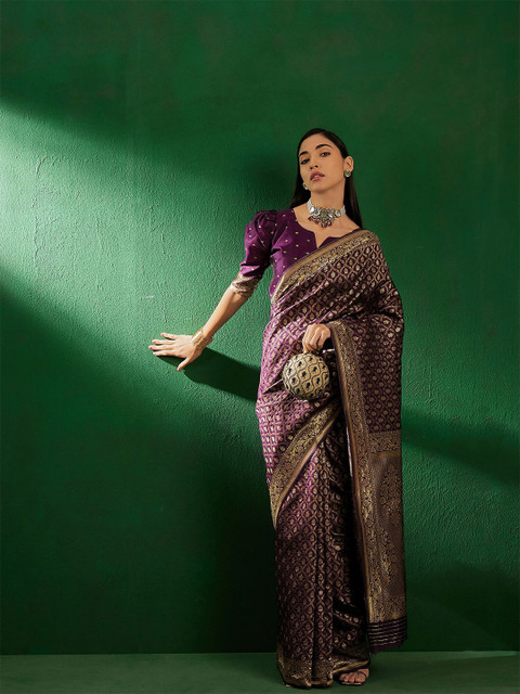 Sangria Ethnic Motifs Woven Design Banarasi Saree